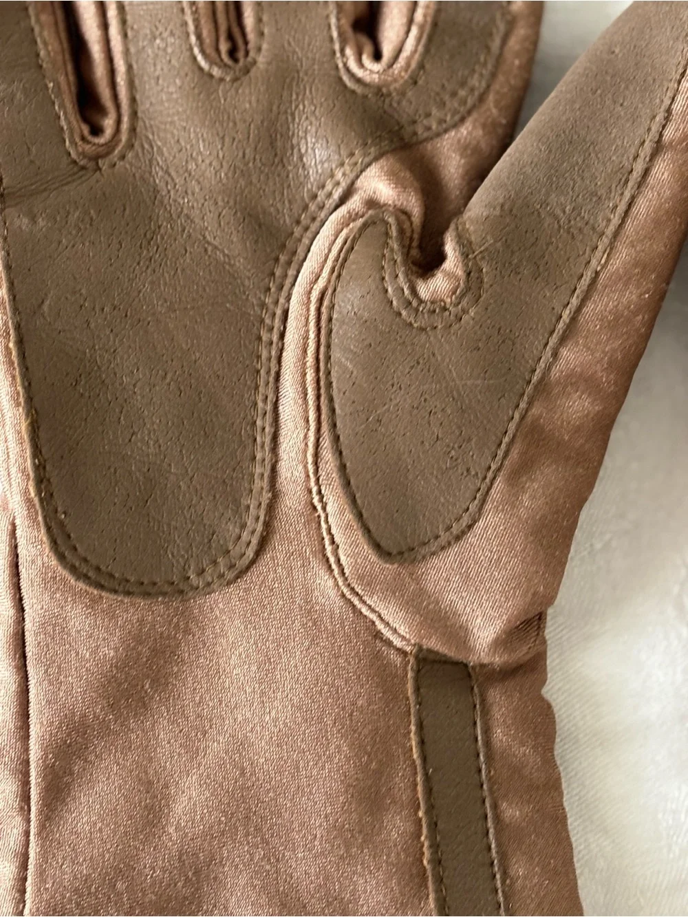 Womens Brown Thinsulate Thermal Insulated Gloves Leather Trim Nylon Spandex S/M